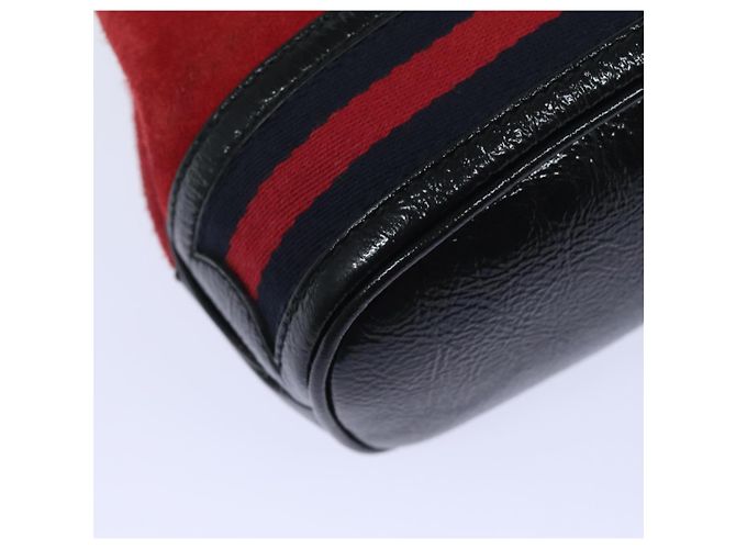 Borsa a Spalla GUCCI Sherry Line Camoscio Rosso Oro Blu Navy 550620 Auth bs18146 D'oro - vista 15