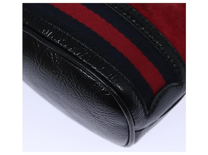 Borsa a Spalla GUCCI Sherry Line Camoscio Rosso Oro Blu Navy 550620 Auth bs18146 D'oro - vista 16