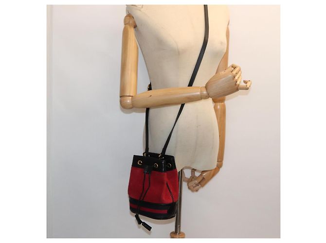 Borsa a Spalla GUCCI Sherry Line Camoscio Rosso Oro Blu Navy 550620 Auth bs18146 D'oro - vista 20