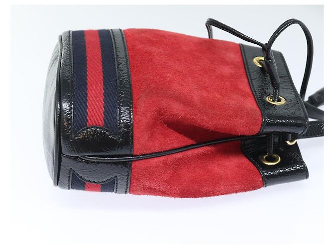 Borsa a Spalla GUCCI Sherry Line Camoscio Rosso Oro Blu Navy 550620 Auth bs18146 D'oro - vista 3