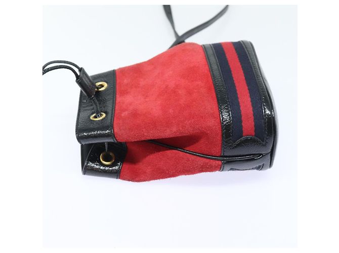 Borsa a Spalla GUCCI Sherry Line Camoscio Rosso Oro Blu Navy 550620 Auth bs18146 D'oro - vista 4