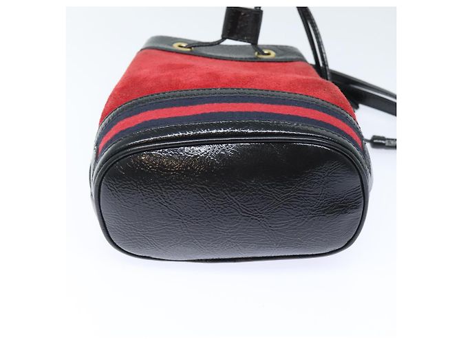 Borsa a Spalla GUCCI Sherry Line Camoscio Rosso Oro Blu Navy 550620 Auth bs18146 D'oro - vista 5