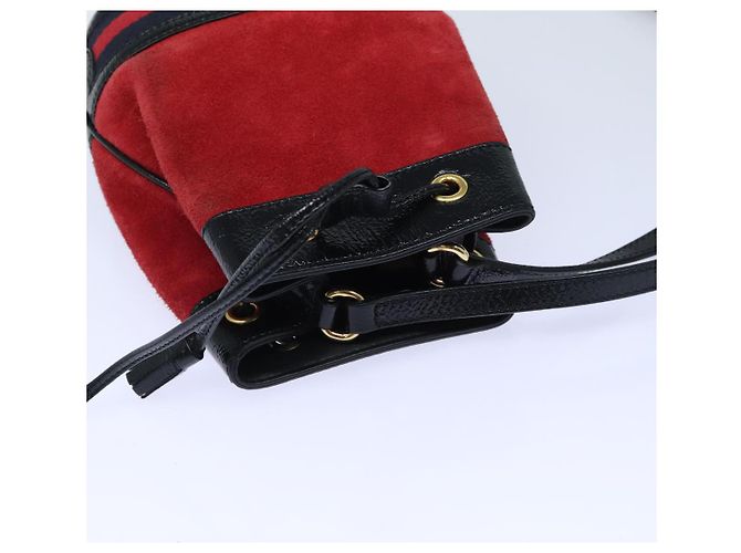 Borsa a Spalla GUCCI Sherry Line Camoscio Rosso Oro Blu Navy 550620 Auth bs18146 D'oro - vista 6