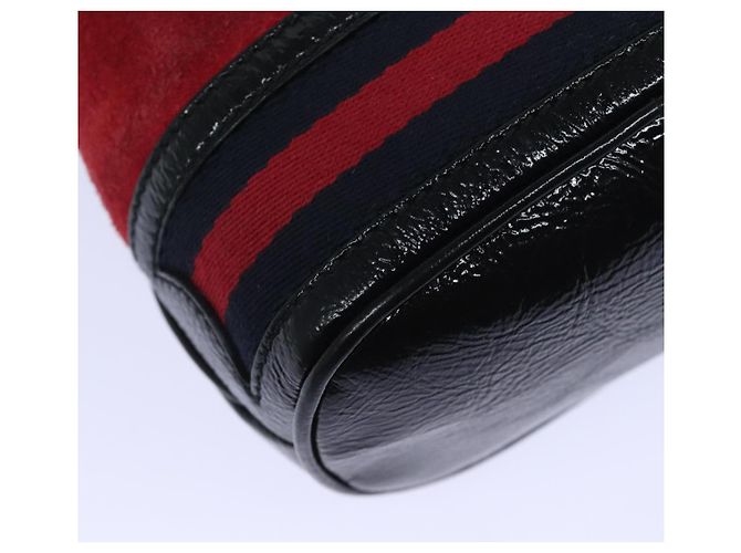 Borsa a Spalla GUCCI Sherry Line Camoscio Rosso Oro Blu Navy 550620 Auth bs18146 D'oro - vista 9