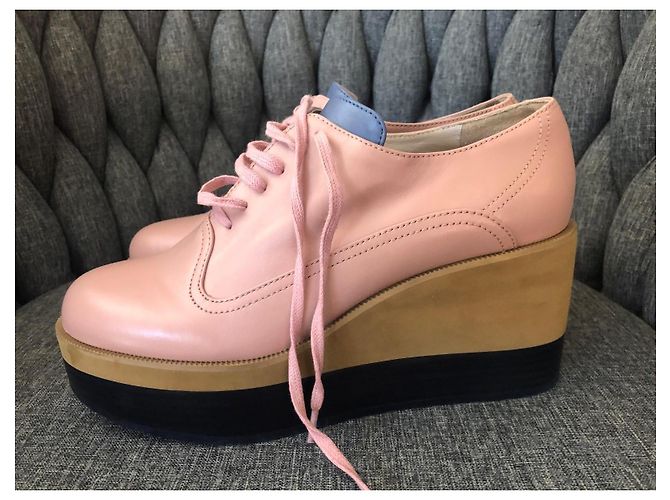 Mule con zeppa in pelle Jil Sander rosa - vista 2
