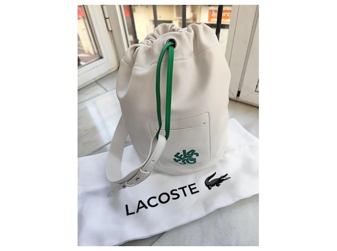 Bolsa Bucket Lacoste Blanc Emeraude Verde Creme - vista 2