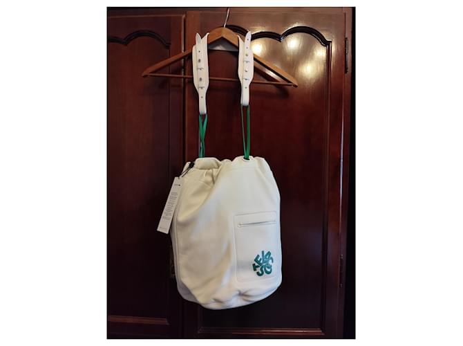 Bolsa Bucket Lacoste Blanc Emeraude Verde Creme - vista 3