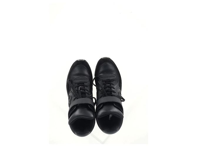 Sneakers alte Chanel CC in pelle nera e camoscio Nero - vista 13