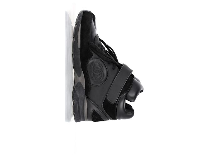 Sneakers alte Chanel CC in pelle nera e camoscio Nero - vista 15