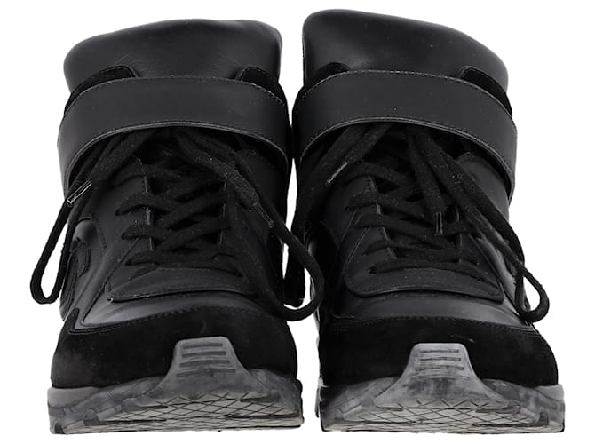 Sneakers alte Chanel CC in pelle nera e camoscio Nero - vista 3