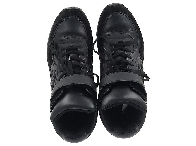 Sneakers alte Chanel CC in pelle nera e camoscio Nero - vista 4