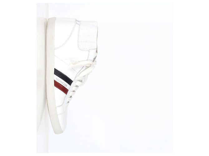 Sneakers alte a righe Moncler Monte Carlo in pelle bianca Bianco - vista 10