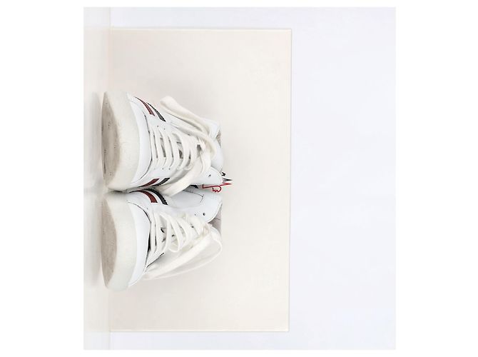 Sneakers alte a righe Moncler Monte Carlo in pelle bianca Bianco - vista 11