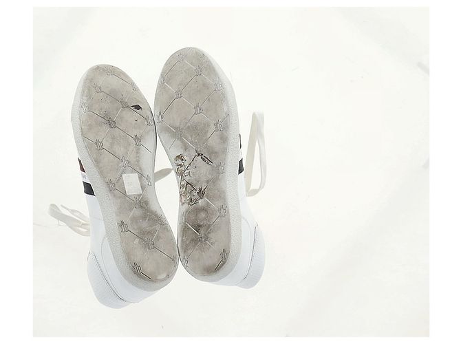 Sneakers alte a righe Moncler Monte Carlo in pelle bianca Bianco - vista 16