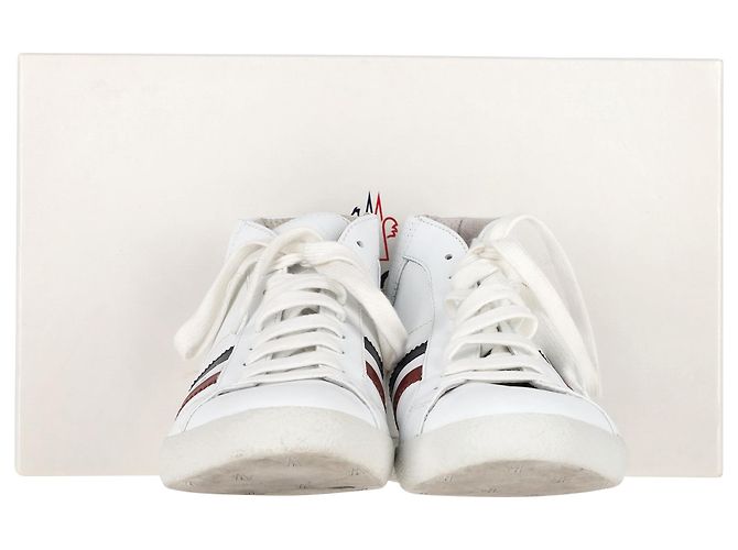Sneakers alte a righe Moncler Monte Carlo in pelle bianca Bianco - vista 2