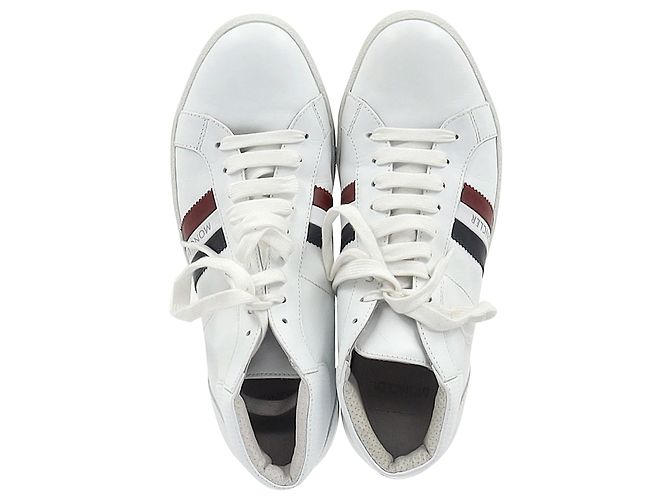 Sneakers alte a righe Moncler Monte Carlo in pelle bianca Bianco - vista 4