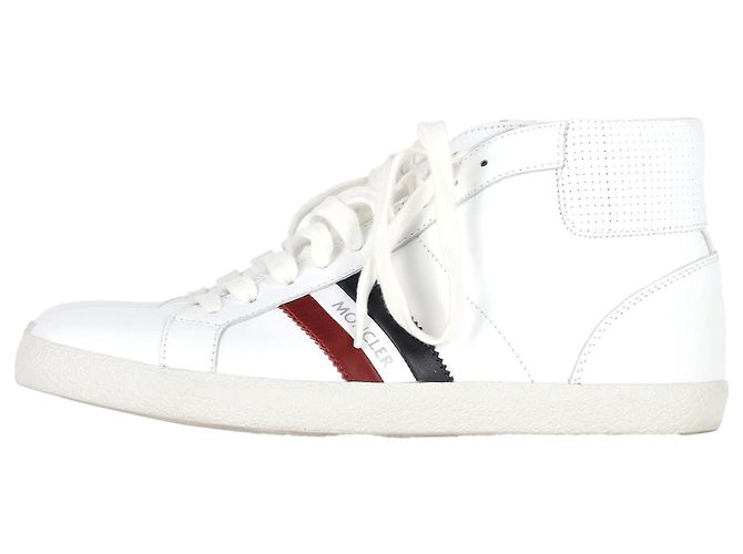 Sneakers alte a righe Moncler Monte Carlo in pelle bianca Bianco - vista 6