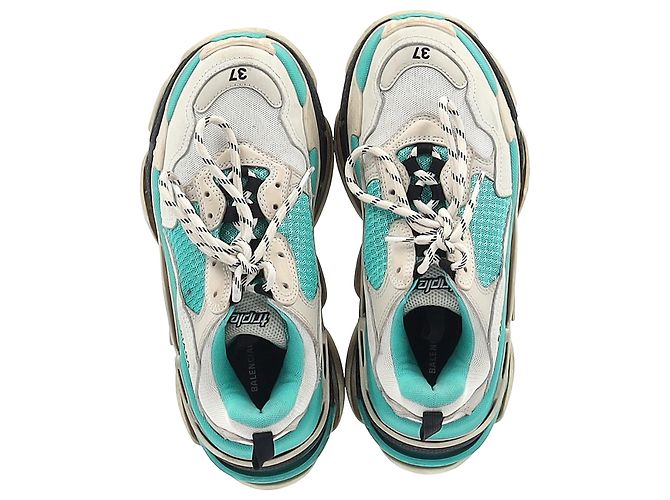 Balenciaga Triple S Sneakers aus türkisem Polyester - Ansicht 2