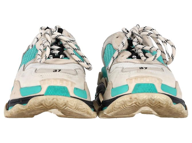 Balenciaga Triple S Sneakers aus türkisem Polyester - Ansicht 3