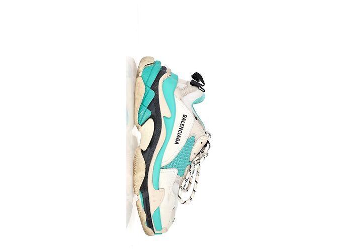 Balenciaga Triple S Sneakers aus türkisem Polyester - Ansicht 9