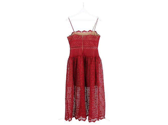 Self portrait Ärmelloses Midi-Spitzenkleid von Self-Portrait aus rotem Polyester - Ansicht 5