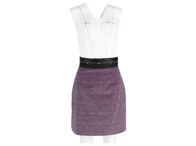Falda mini A-line de lana rosa con estampado de cuadros Príncipe de Gales MSGM - vista 4