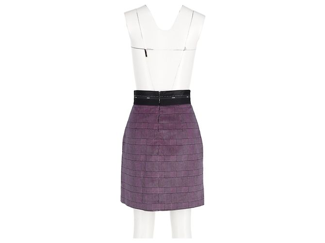 Falda mini A-line de lana rosa con estampado de cuadros Príncipe de Gales MSGM - vista 6