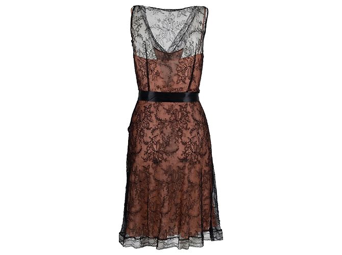 Moschino Spitzenkleid mit rosa Unterhemd - 10er Jahre Schwarz - view 2