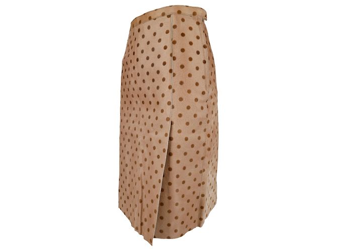 Saia de couro impressa com bolinhas Moschino Cheap and Chic - anos 10 Marrom - vista 2
