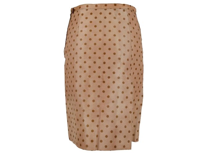 Saia de couro impressa com bolinhas Moschino Cheap and Chic - anos 10 Marrom - vista 3