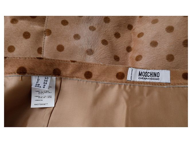 Saia de couro impressa com bolinhas Moschino Cheap and Chic - anos 10 Marrom - vista 6