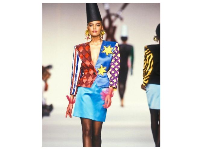 Saia lápis de cetim Yves Saint Laurent Rive Gauche - anos 80 Azul - vista 2