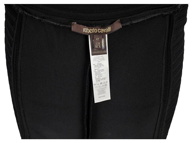 Gonna midi elasticizzata Roberto Cavalli con dettagli foderati - '10s Nero - vista 4