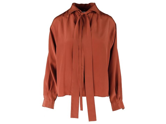 Yves Saint Laurent Rive Gauche Bluse mit Knoten - 2000er Braun - Ansicht 2