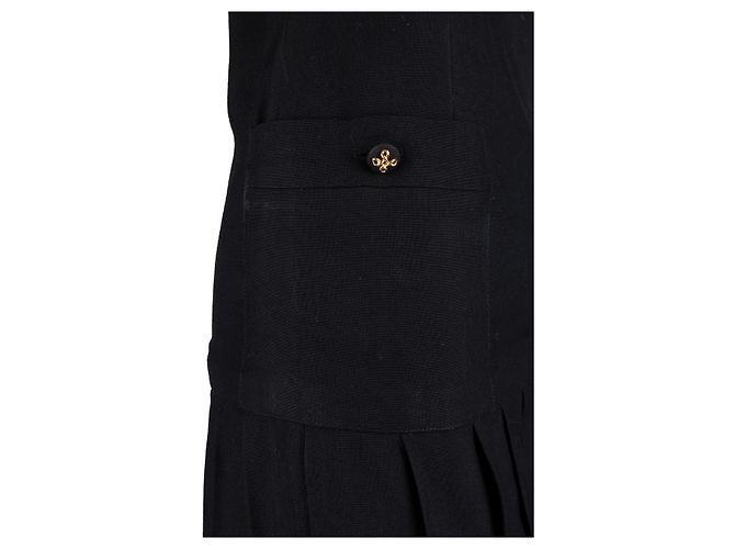 Chanel Faltenkleid mit Träger - 80er Jahre Schwarz - Ansicht 6