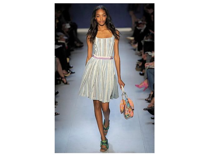 Vestido em jacquard e renda Moschino Cheap and Chic - anos 2000 Azul - vista 2
