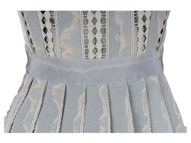 Vestido em jacquard e renda Moschino Cheap and Chic - anos 2000 Azul - vista 6
