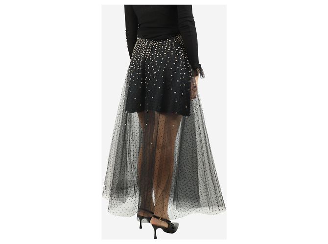 Elie Saab Saia midi de tule preta com studs - tamanho UK 10 - vista 3
