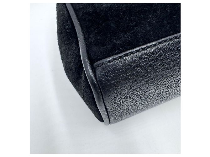 Borsa a tracolla in suede piccola Gucci Bamboo Nero - vista 11