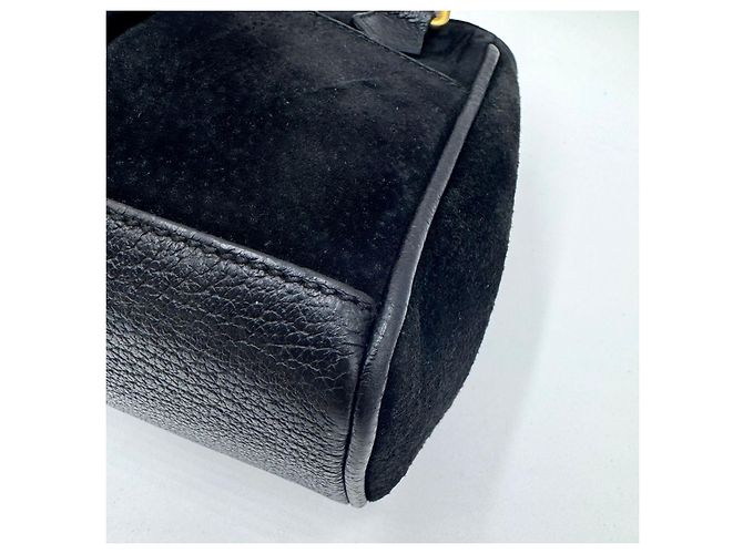 Borsa a tracolla in suede piccola Gucci Bamboo Nero - vista 12