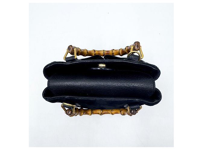 Borsa a tracolla in suede piccola Gucci Bamboo Nero - vista 15