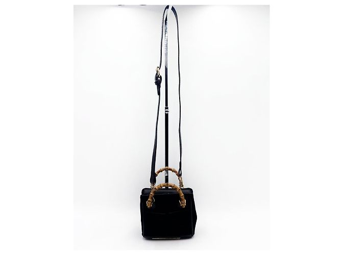 Borsa a tracolla in suede piccola Gucci Bamboo Nero - vista 2