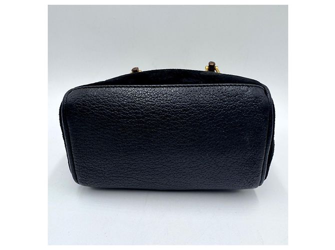 Borsa a tracolla in suede piccola Gucci Bamboo Nero - vista 6