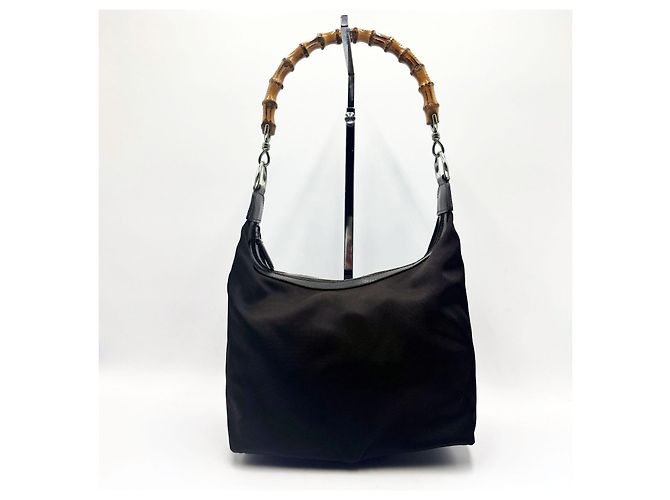 Gucci Diana Borsa a mano in nylon e bambù marrone scuro - vista 2