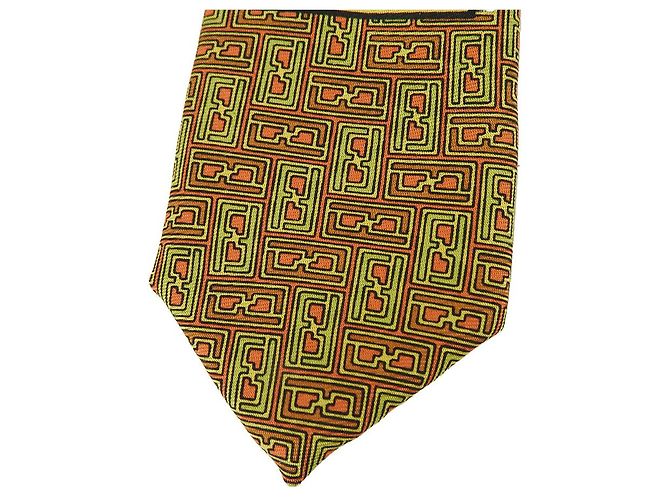 Gravata de seda Fendi marrom verde - vista 4