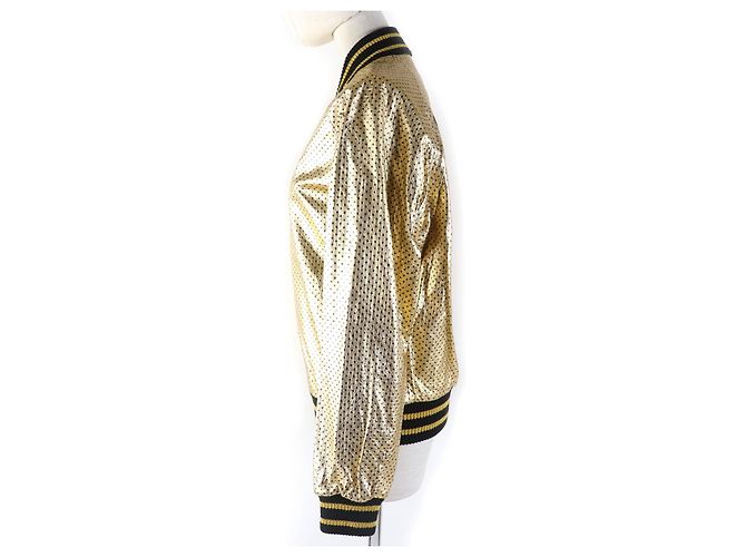 Gucci Lammleder Bomberjacke mit GUCCY-Logo Golden - Ansicht 2