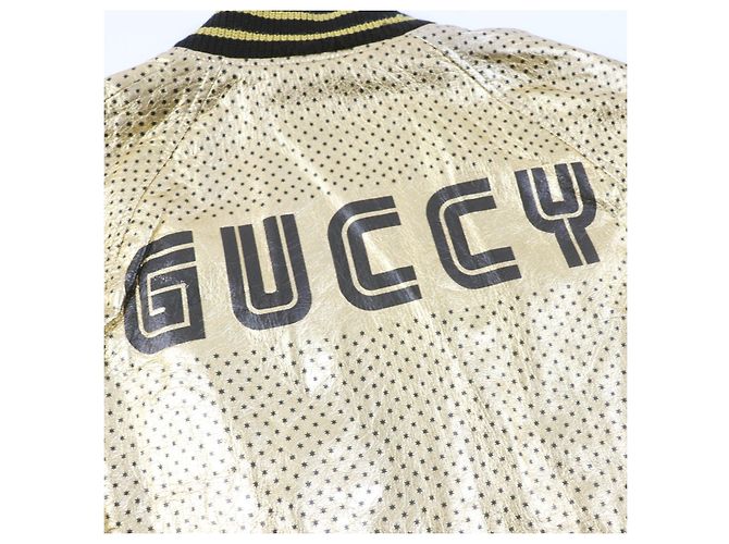 Gucci Lammleder Bomberjacke mit GUCCY-Logo Golden - Ansicht 6