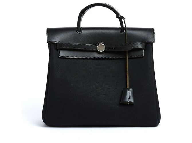 Zaino Hermès Herbag in Tela Nera e Pelle x2 Pristine Hermes Nero - vista 2