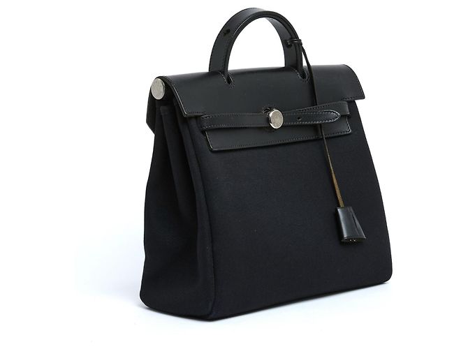 Zaino Hermès Herbag in Tela Nera e Pelle x2 Pristine Hermes Nero - vista 3