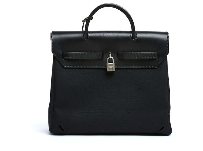 Zaino Hermès Herbag in Tela Nera e Pelle x2 Pristine Hermes Nero - vista 4